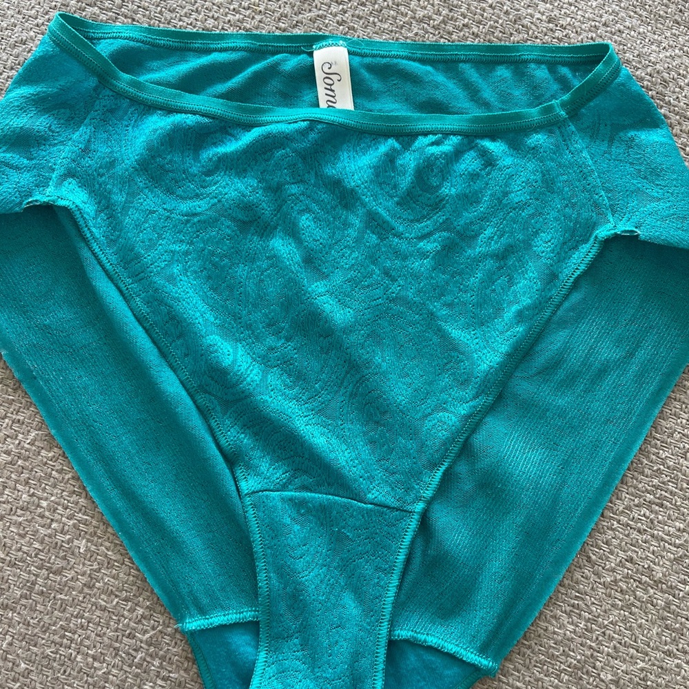 Soma Teal Lace High-Cut Bikini Briefs
